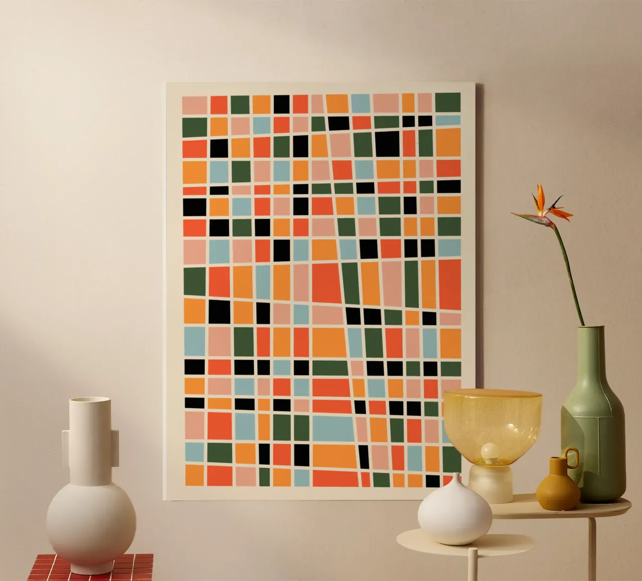Warm happy shapes tela con Cornice a cassetta da TijanaArtStudio88