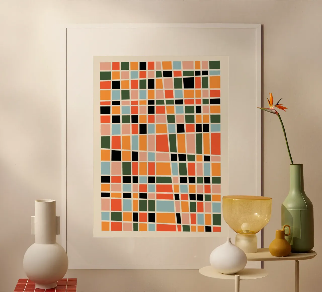 Warm happy shapes poster con telaio in alluminio da TijanaArtStudio88