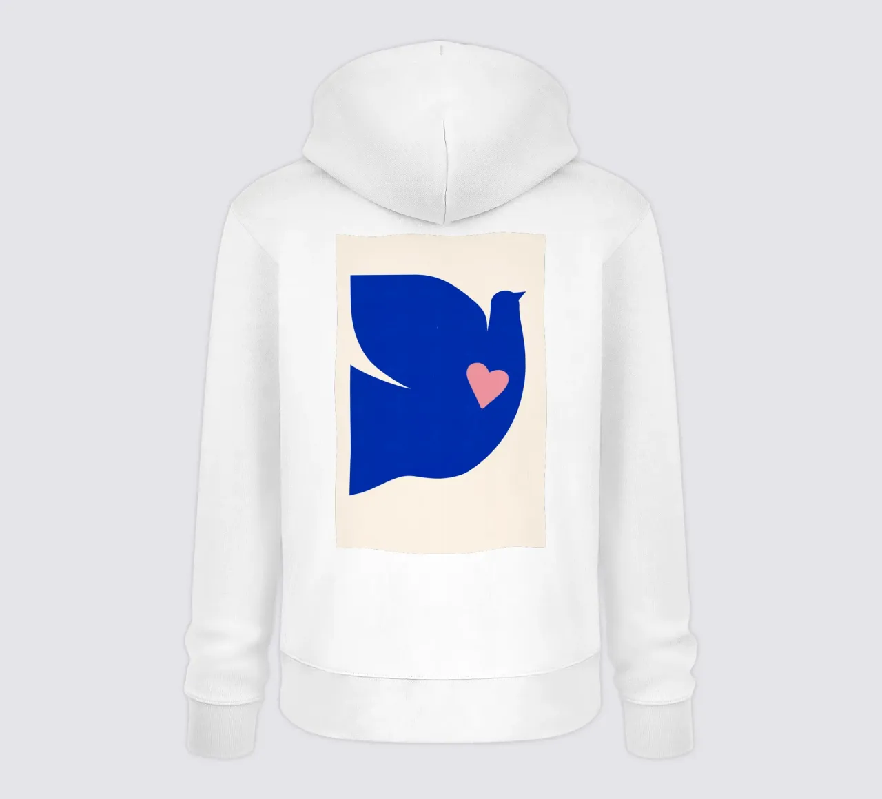 Poster per la pace - Colomba blu con cuore in stile minimalista felpa con cappuccio da Studio Sori