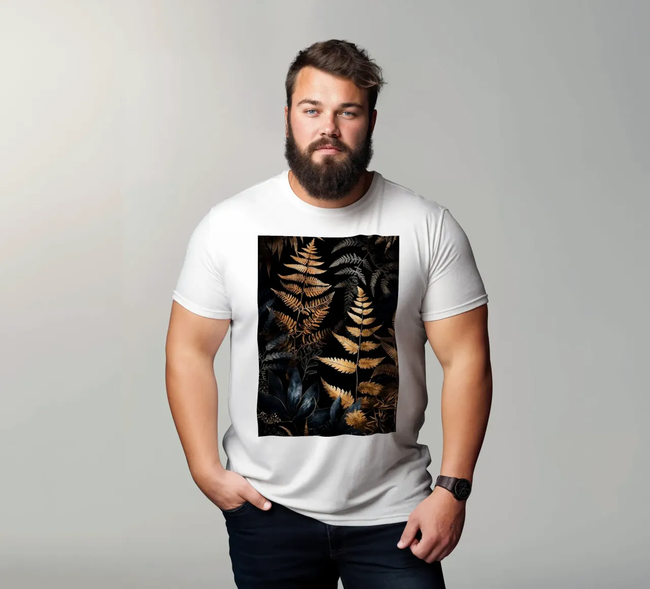 Felci dorate e nere t-shirt da Justyna Jaszke JBJart