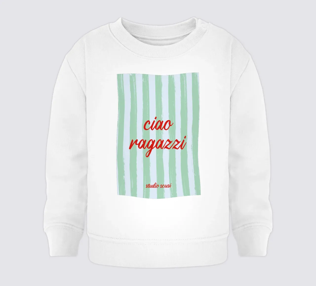 Ciao Ragazzi - A Strisce Menta Rosso felpa neonato da studio scusi