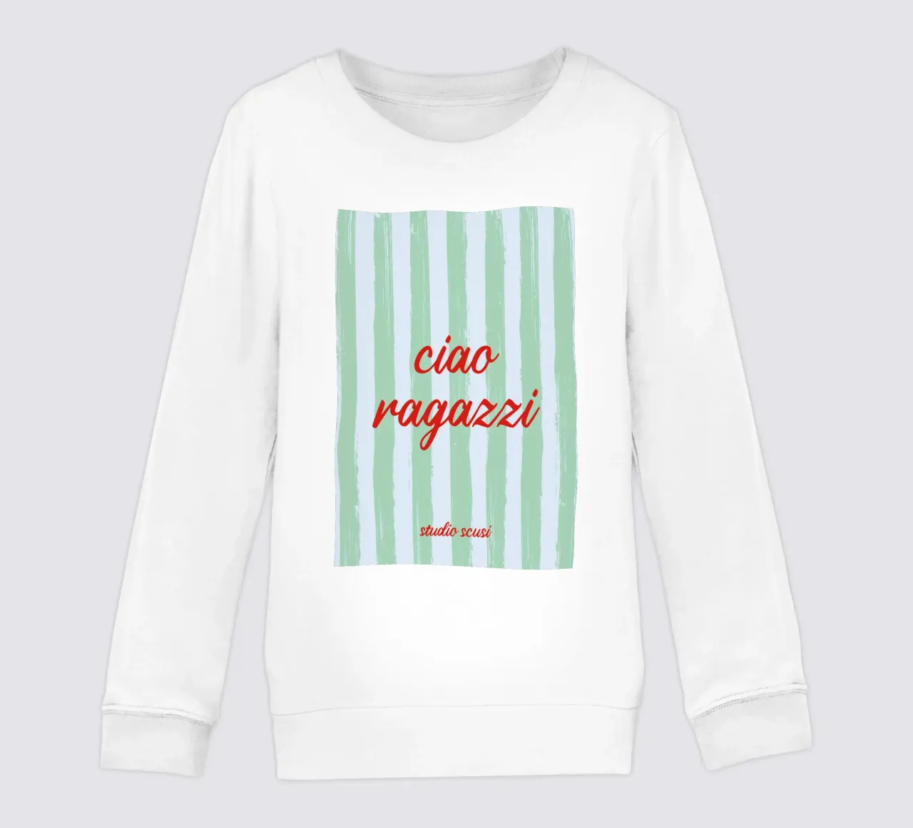 Ciao Ragazzi - A Strisce Menta Rosso felpa bambino da studio scusi