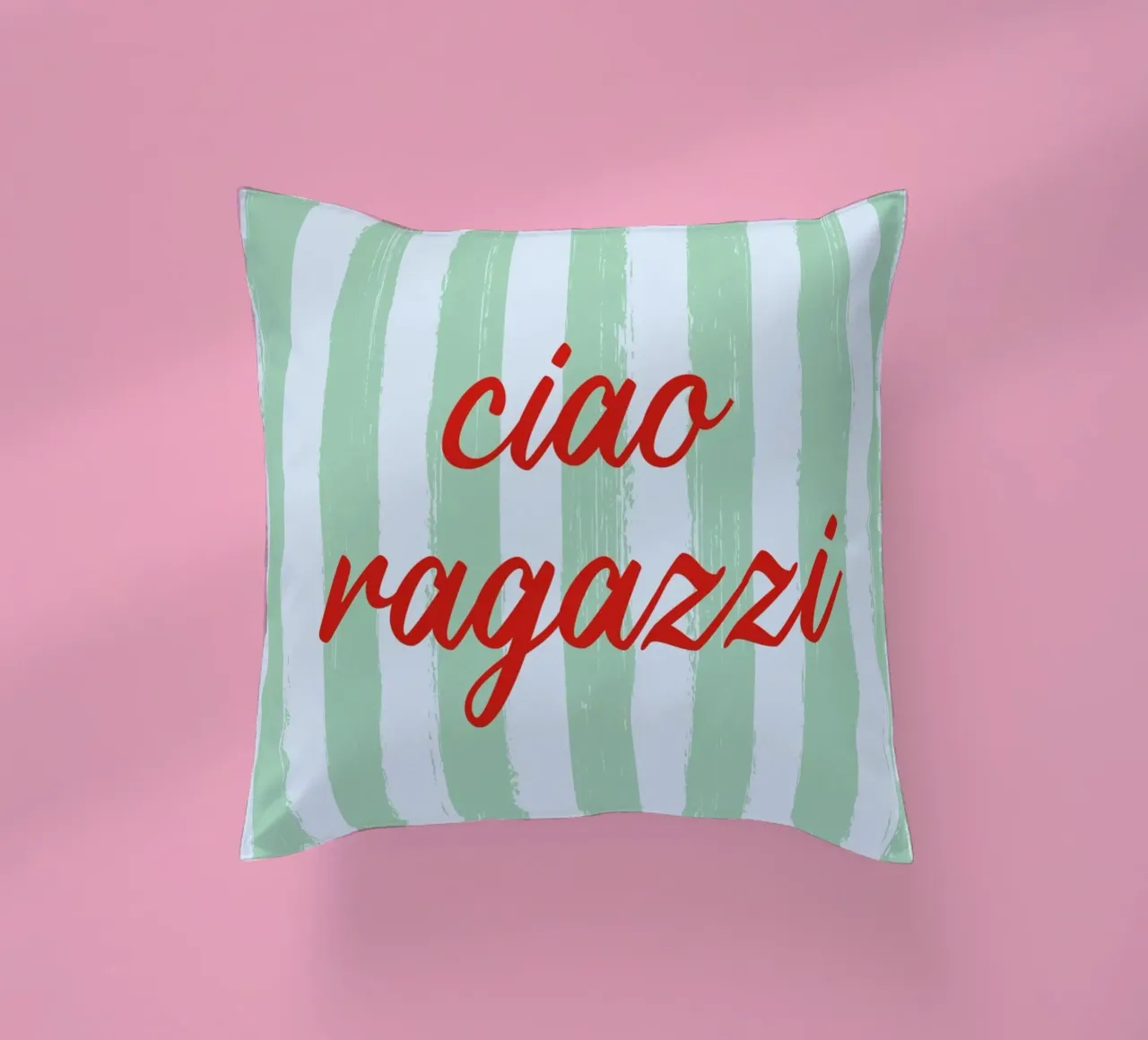 Ciao Ragazzi - A Strisce Menta Rosso cuscino da studio scusi
