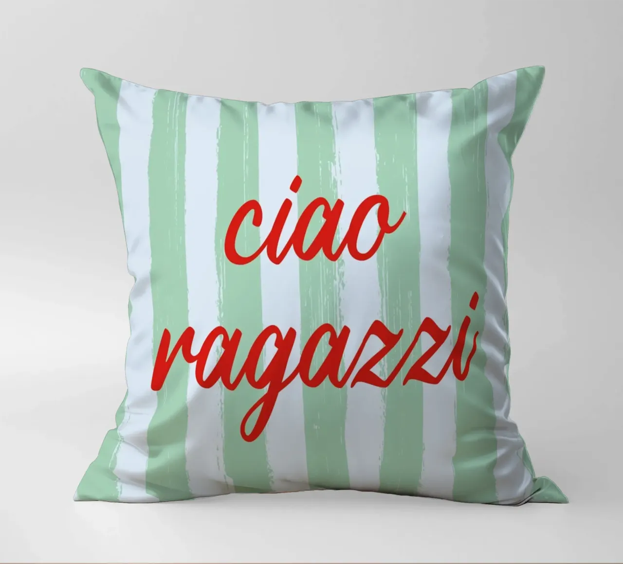 Ciao Ragazzi - A Strisce Menta Rosso cuscino da studio scusi
