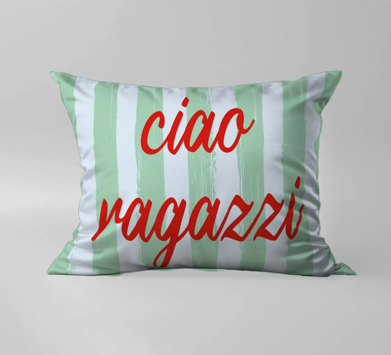 Ciao Ragazzi - A Strisce Menta Rosso cuscino da studio scusi
