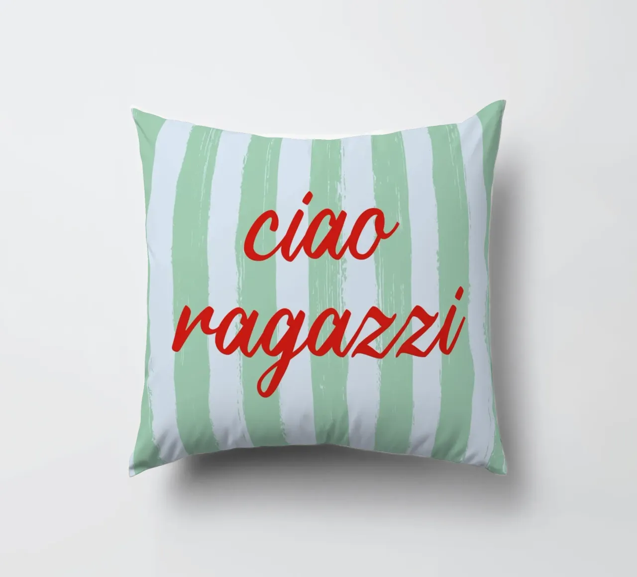 Ciao Ragazzi - A Strisce Menta Rosso cuscino da studio scusi
