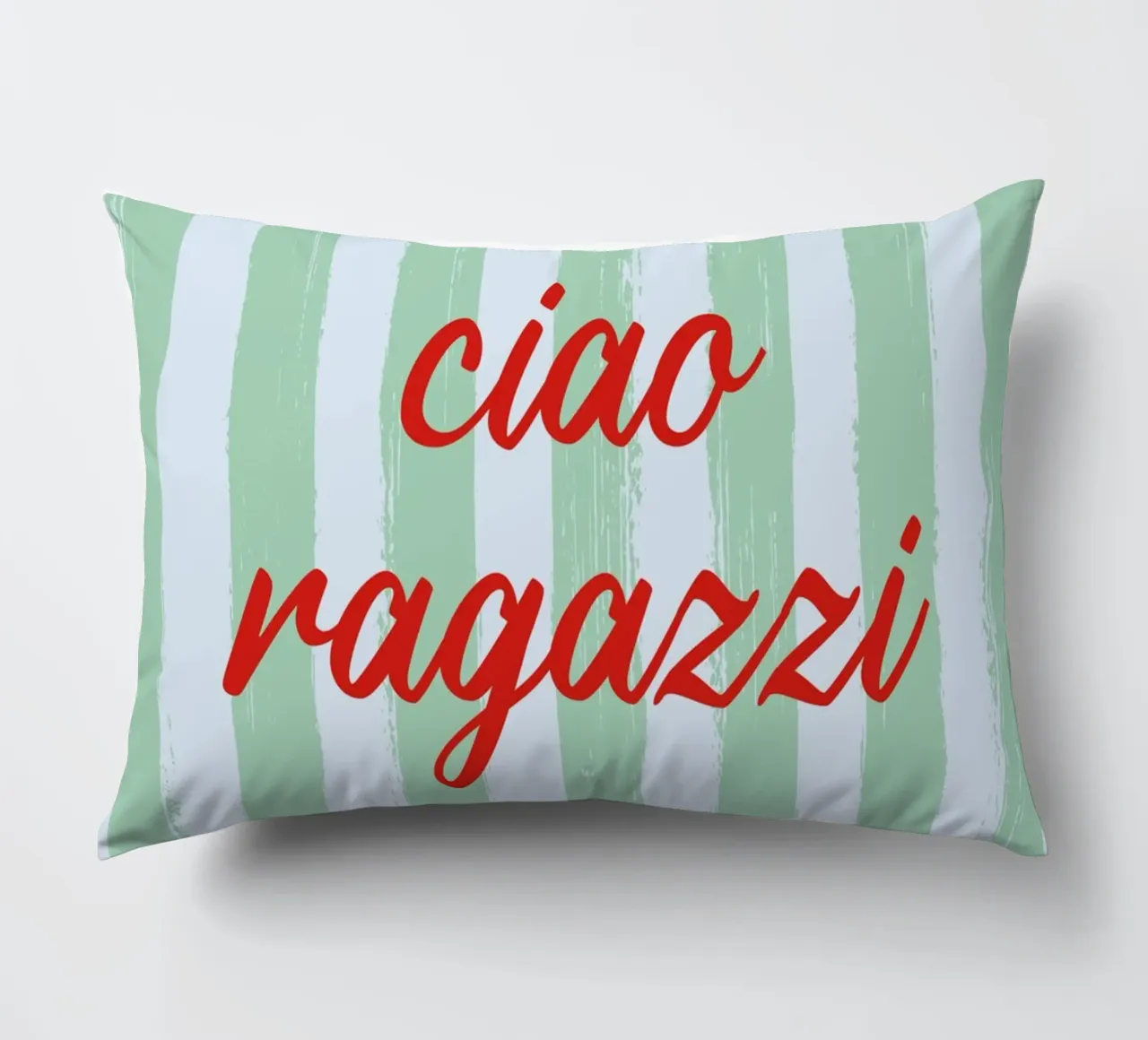 Ciao Ragazzi - A Strisce Menta Rosso cuscino da studio scusi