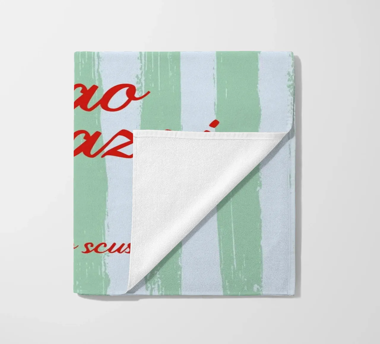 Ciao Ragazzi - A Strisce Menta Rosso telo mare da studio scusi