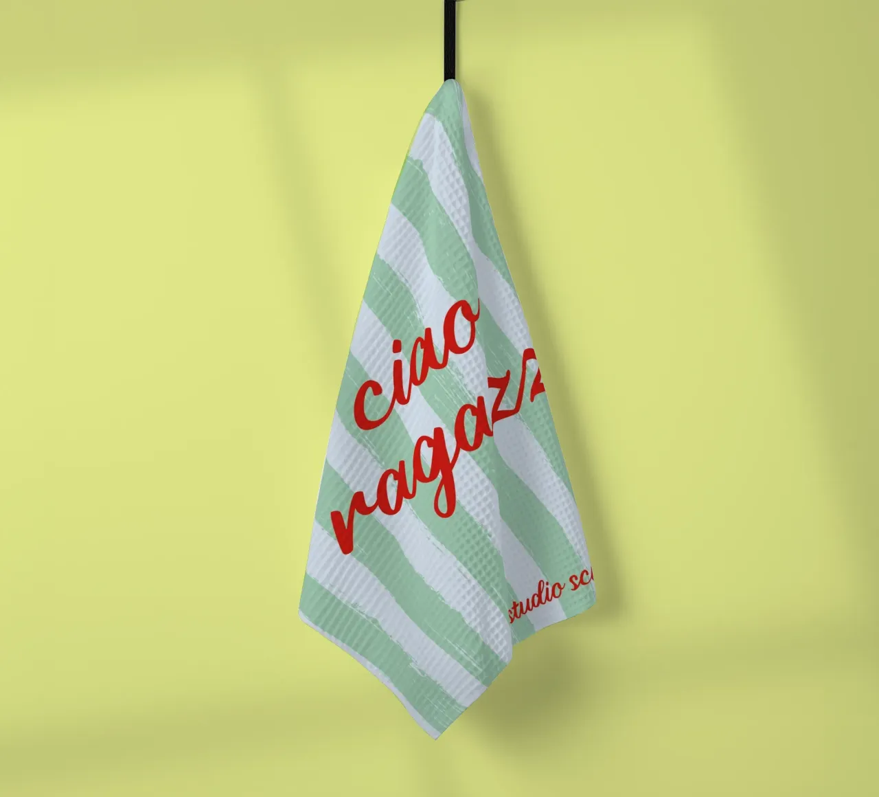 Ciao Ragazzi - A Strisce Menta Rosso canovaccio da cucina da studio scusi