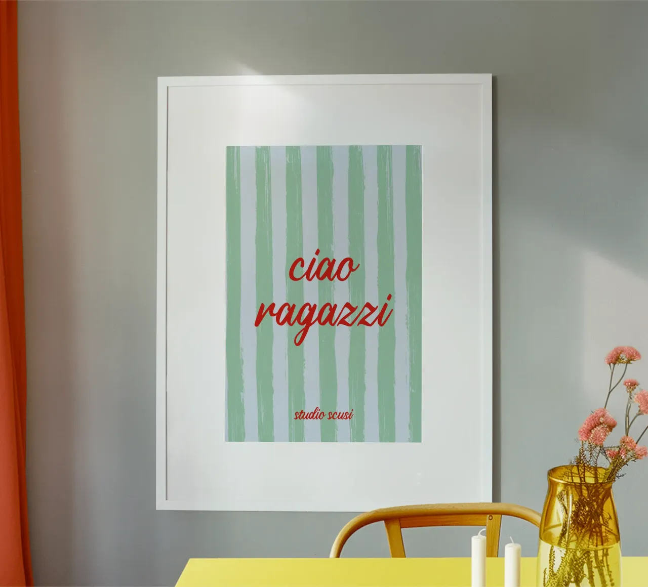 Ciao Ragazzi - A Strisce Menta Rosso carta hahnemühle da studio scusi