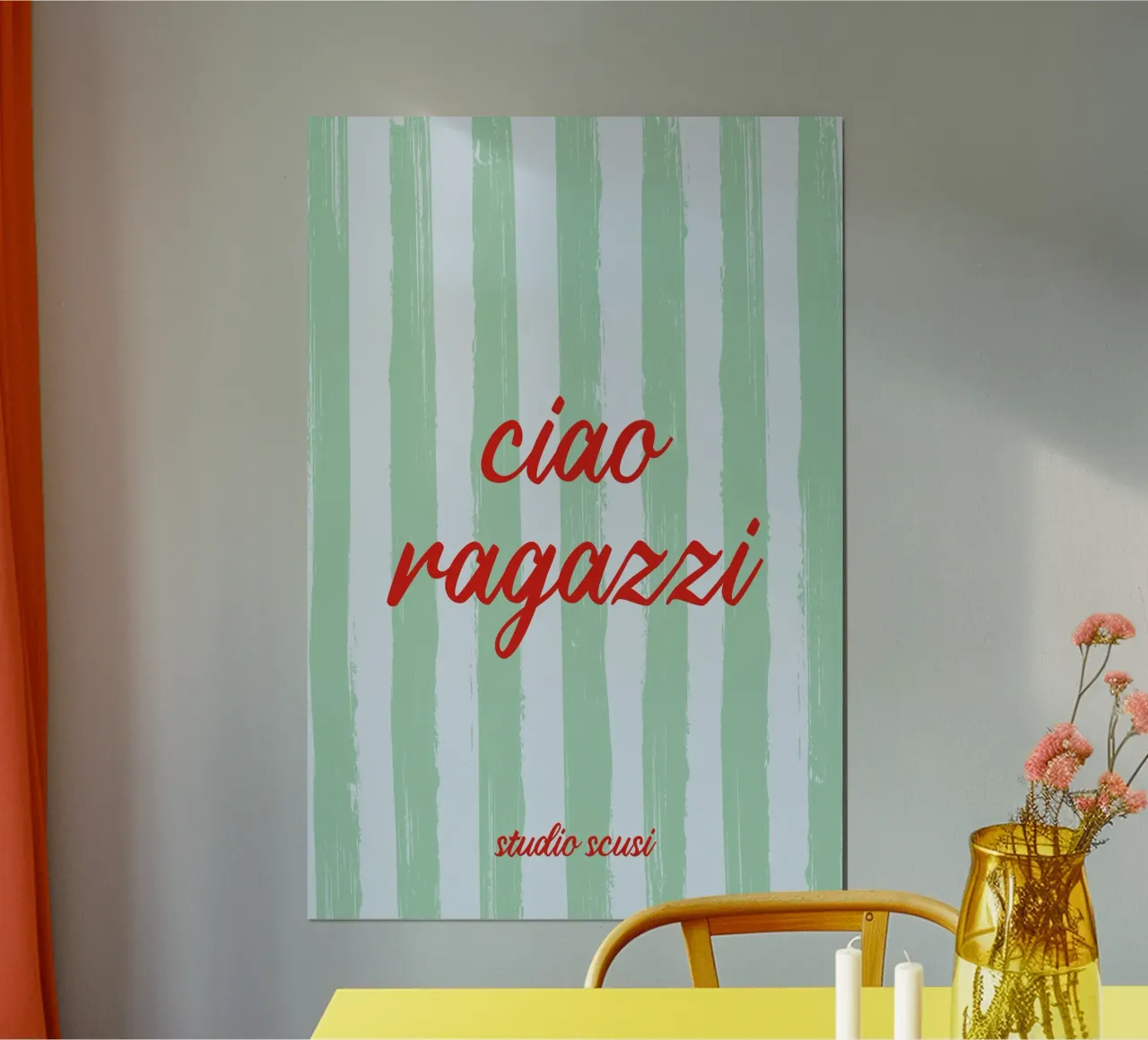 Ciao Ragazzi - A Strisce Menta Rosso carta hahnemühle da studio scusi