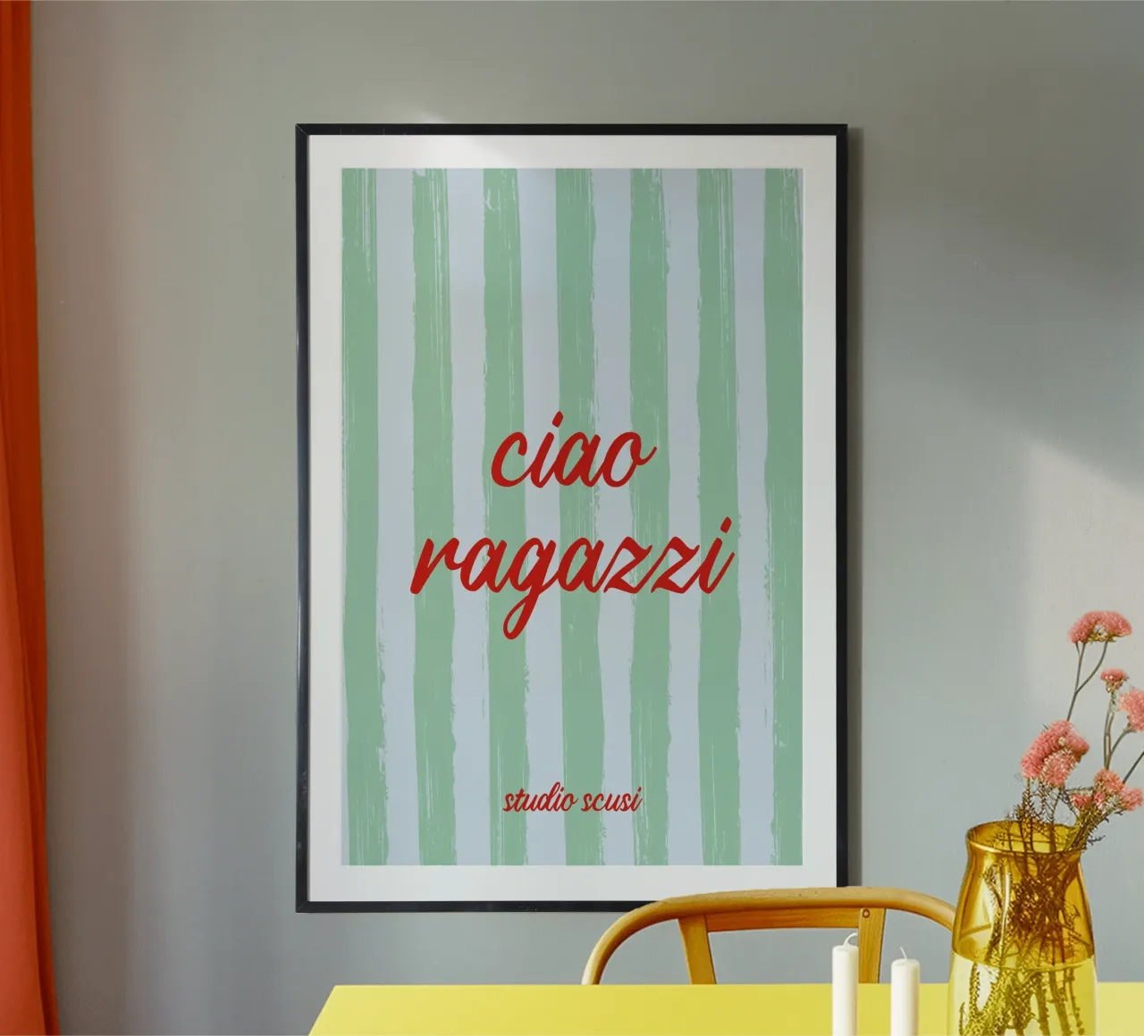 Ciao Ragazzi - A Strisce Menta Rosso carta hahnemühle da studio scusi
