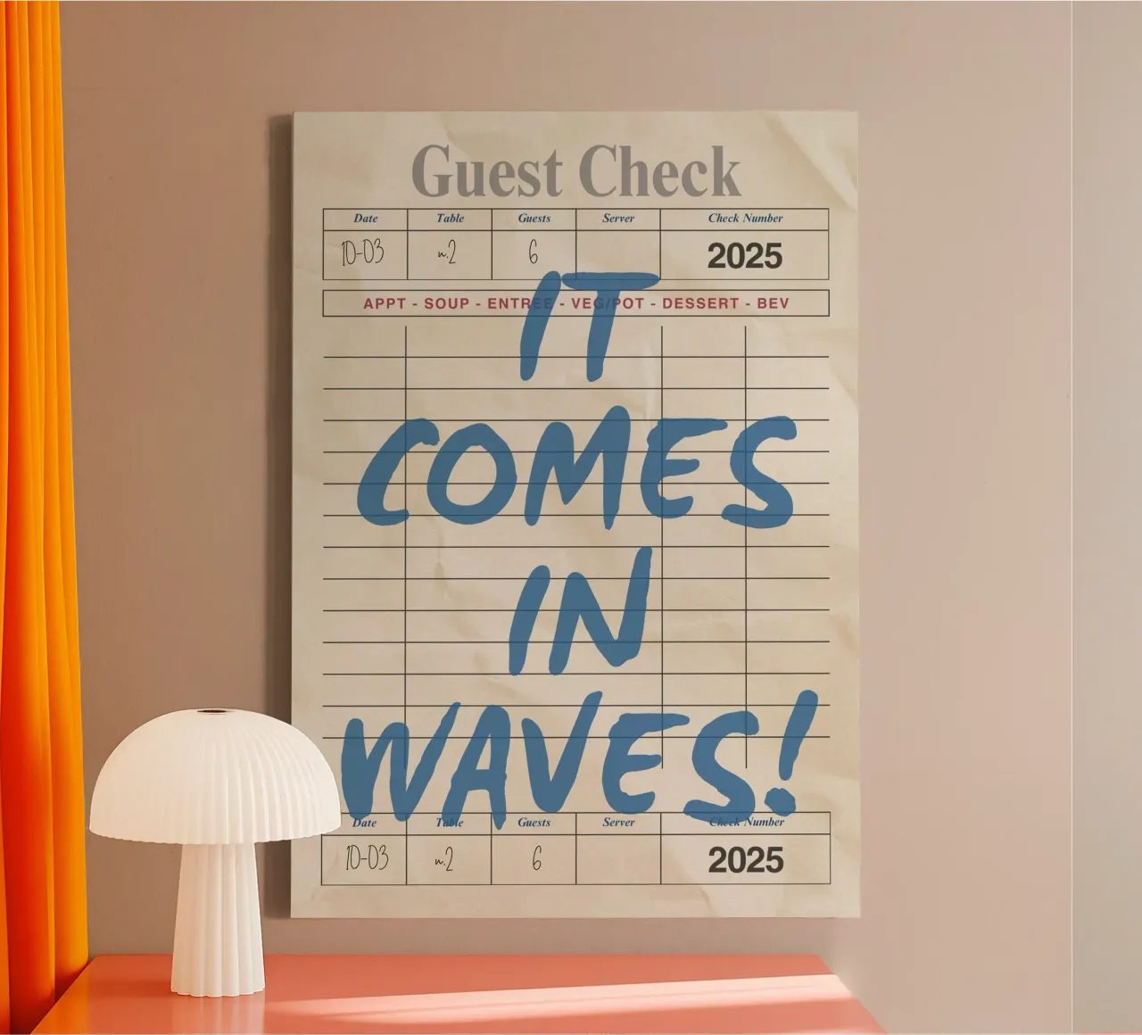 It Comes in Waves Retro Guest Check Art canvas by dawnthesea