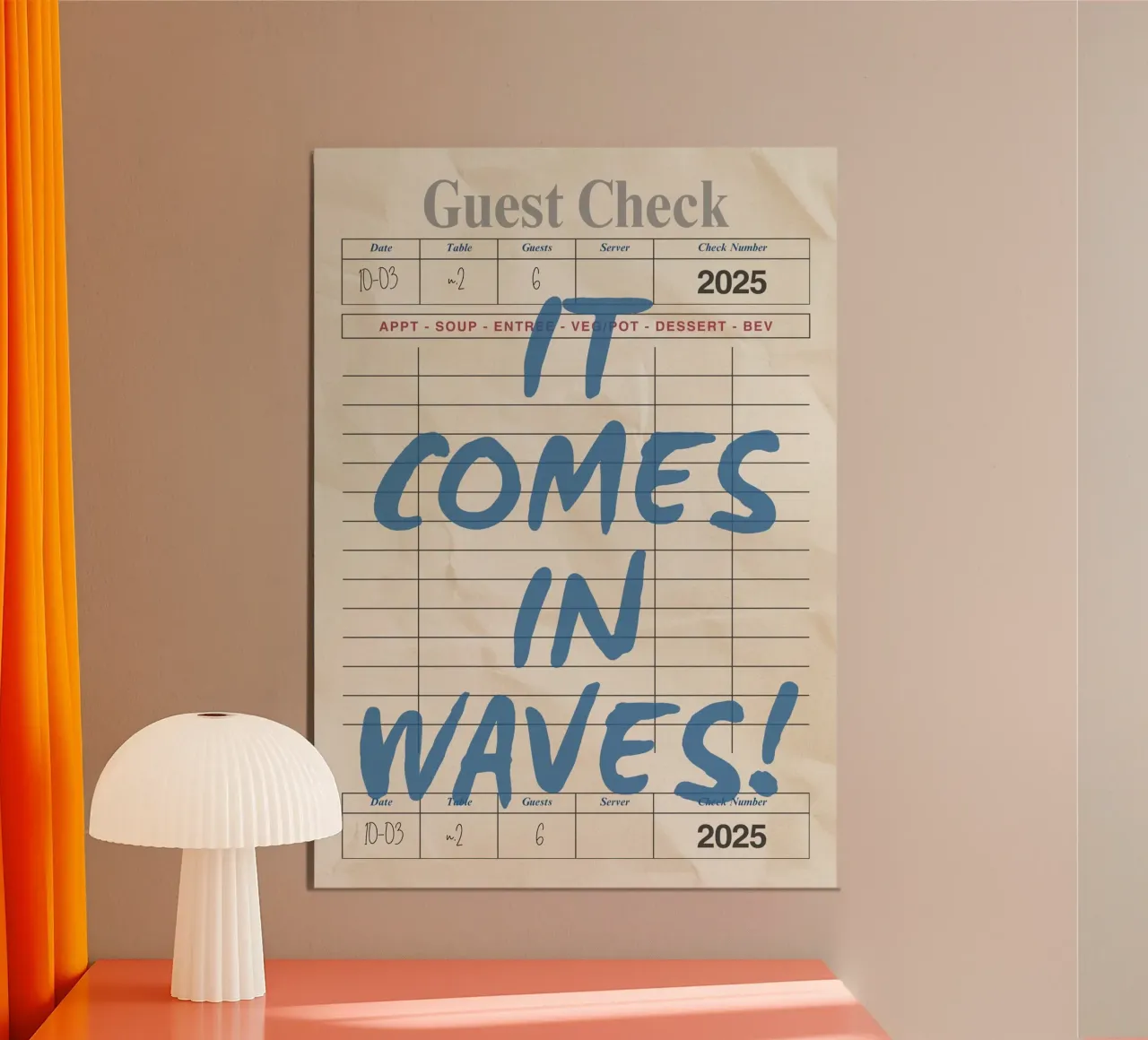 It Comes in Waves Retro Guest Check Art hahnemühle de dawnthesea
