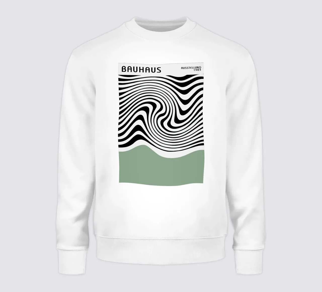 Poster astratto Bauhaus a linee ondulate in bianco e nero felpa da Grungeo