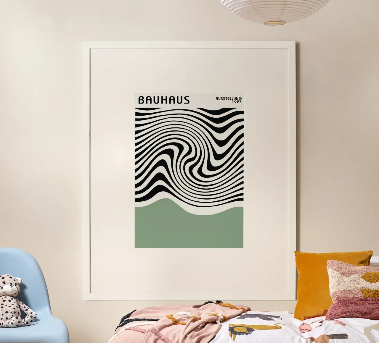 Poster astratto Bauhaus a linee ondulate in bianco e nero carta hahnemühle da Grungeo