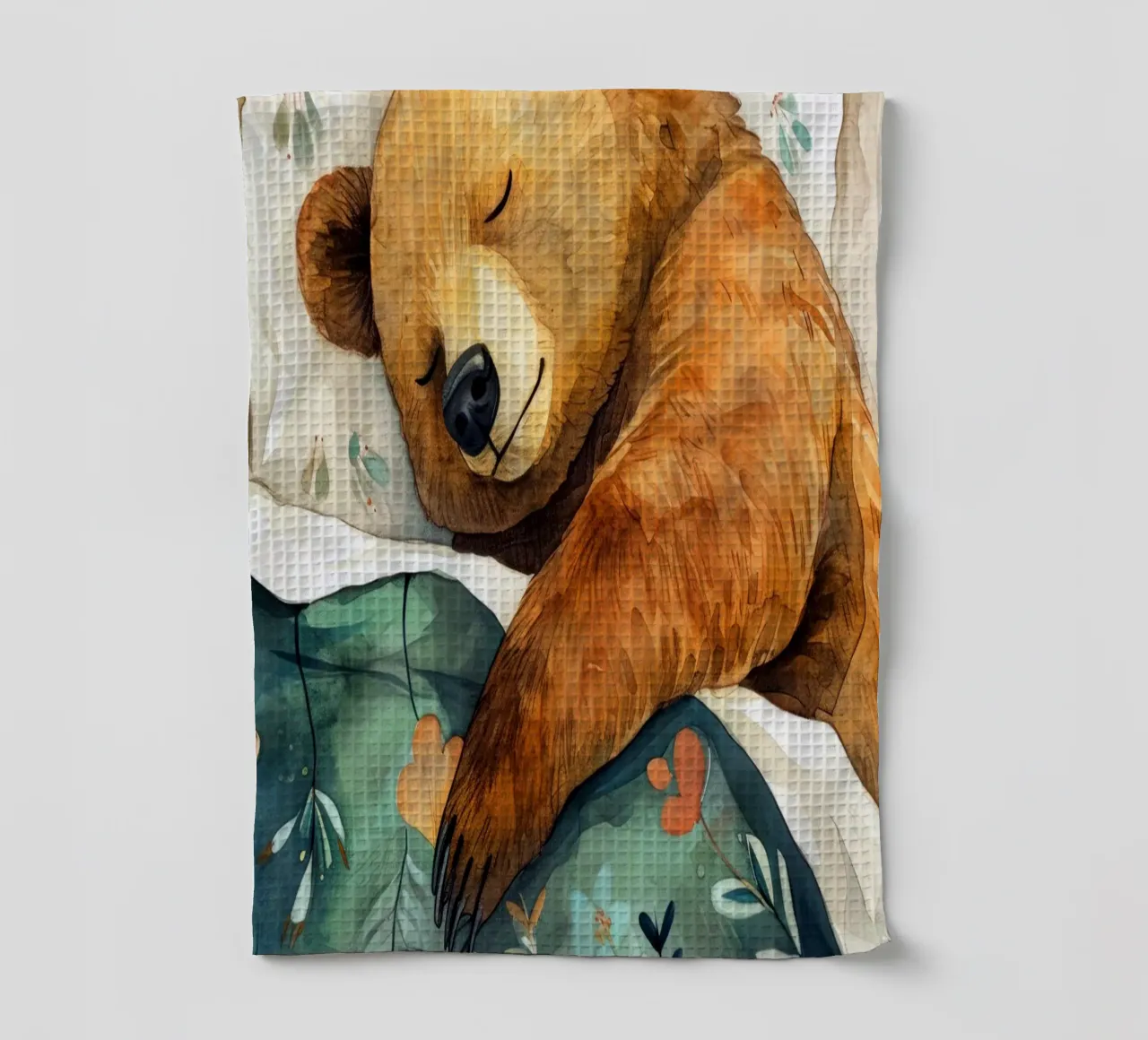 Ours endormi dans mon lit torchon de Justyna Jaszke JBJart