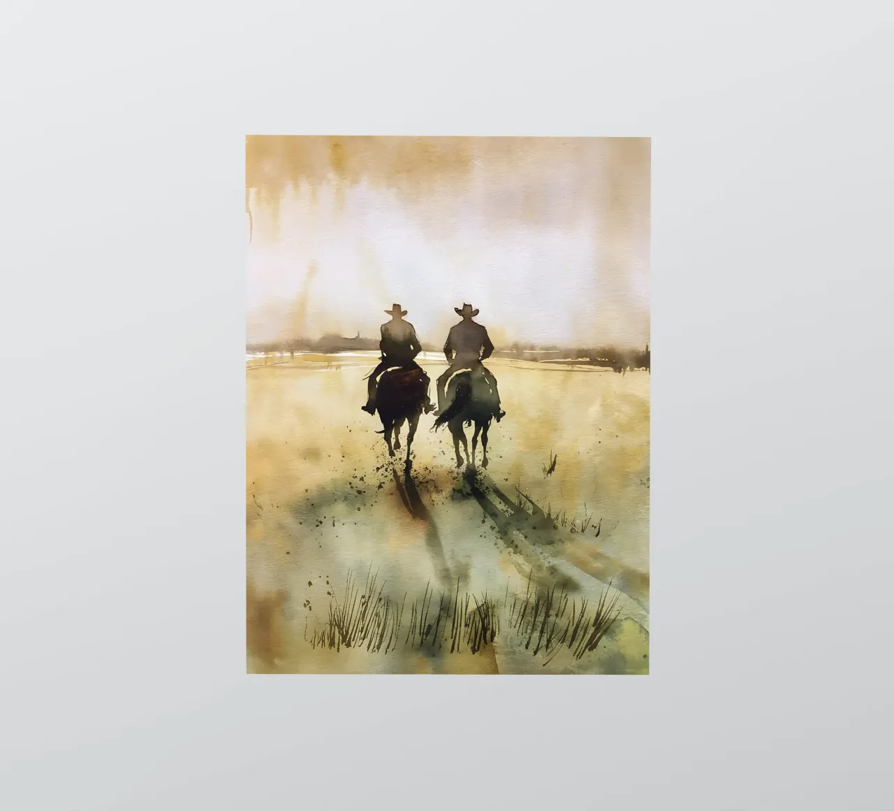 Dos vaqueros en el Oeste pegatina de Plain Thoughts