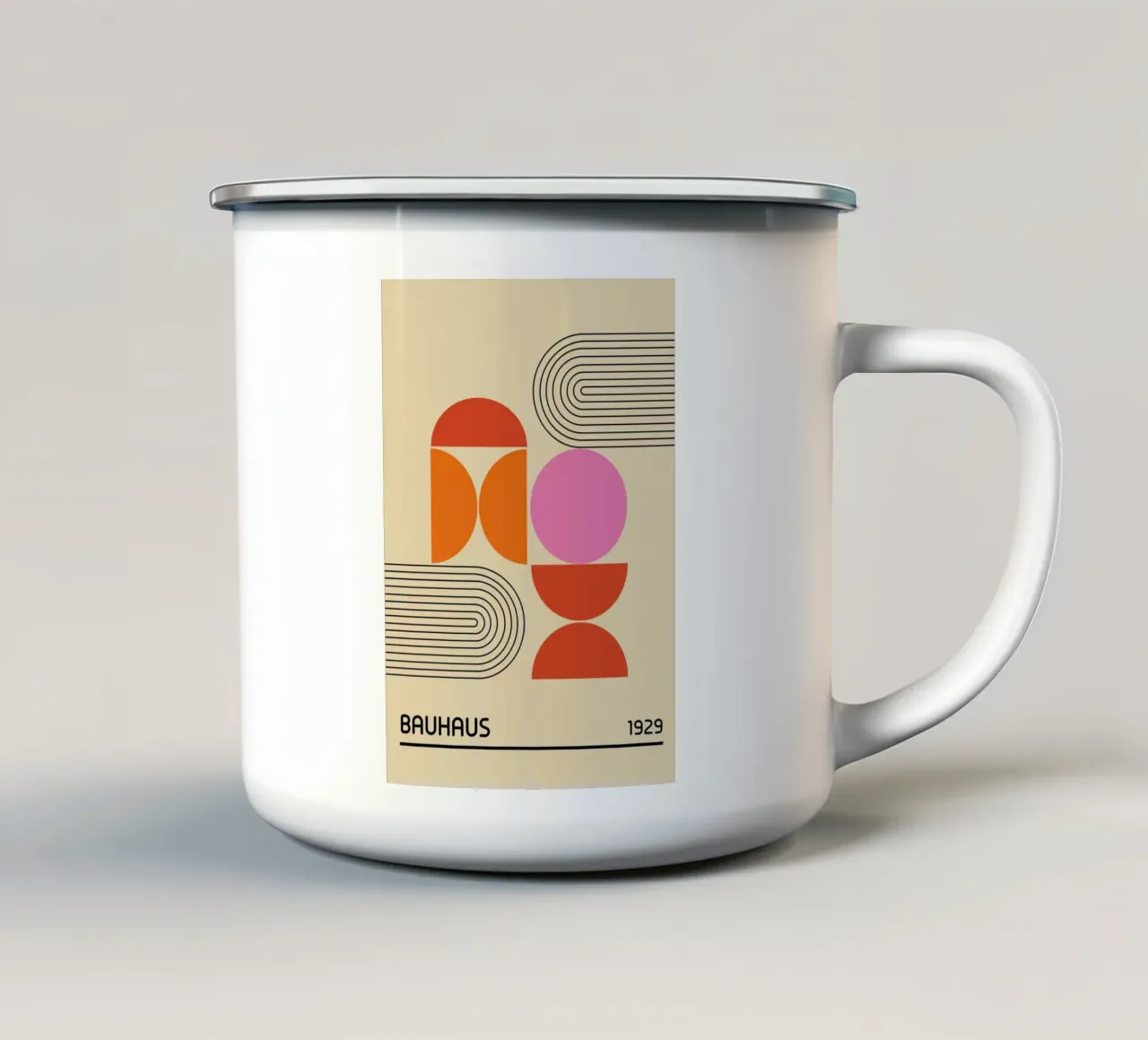 Poster a colori con forme geometriche Bauhaus 1929 tazza in smalto da Grungeo