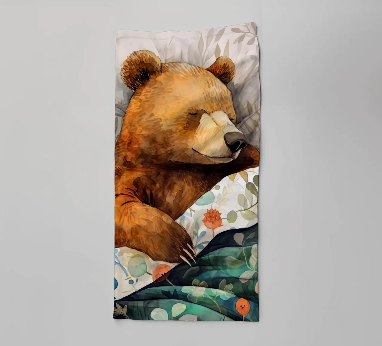 Un autre ours endormi dans mon lit serviette de bain de Justyna Jaszke JBJart