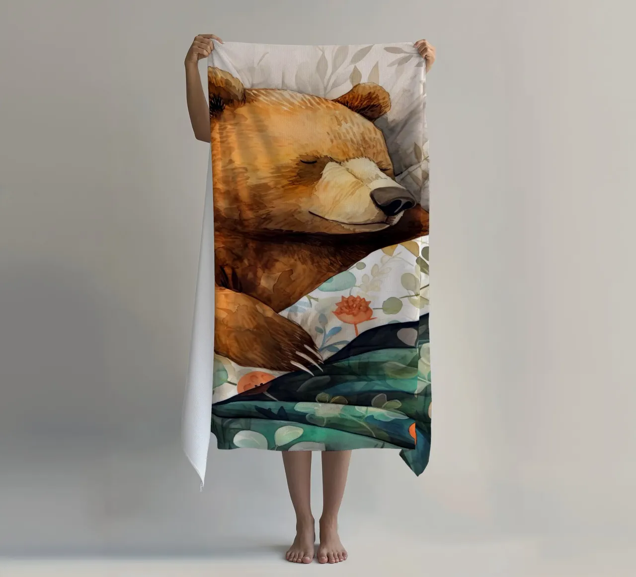 Un altro orso che dorme nel mio letto telo mare da Justyna Jaszke JBJart