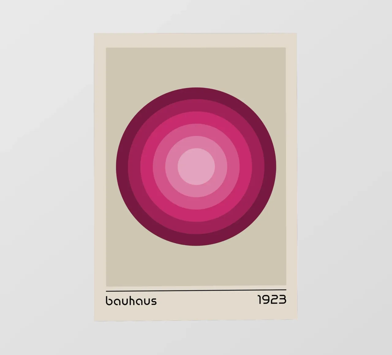 Bauhaus 1923 Poster, Rosa Farbverlauf Kreis Kunstdruck Backlit Folie von Grungeo