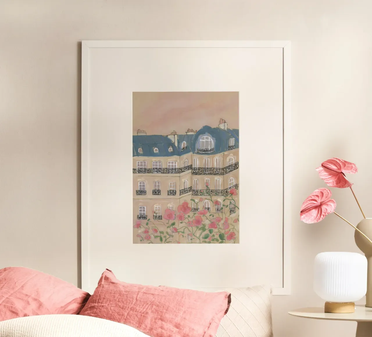 Tramonto su Parigi poster con telaio in legno da Katharina Puritscher