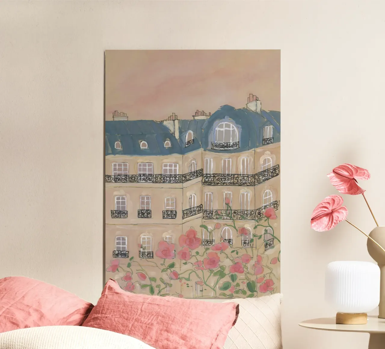 Tramonto su Parigi poster con telaio in legno da Katharina Puritscher