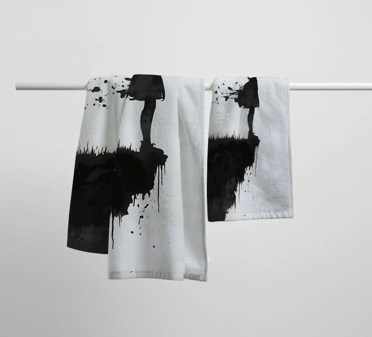 She Disappears at the Edge of the Void towel by Plain Thoughts