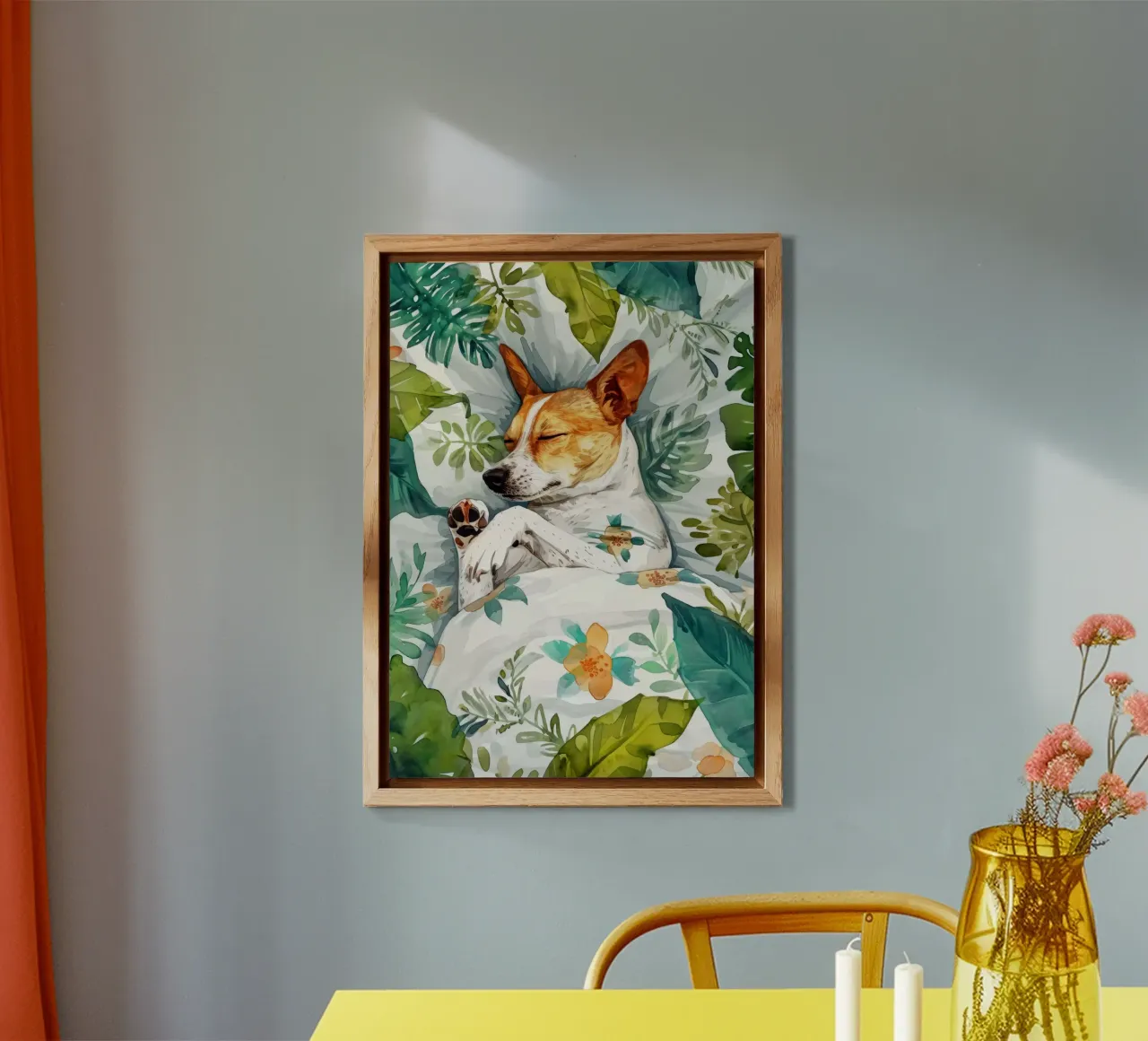 Cane addormentato nel mio letto alluminio dibond da Justyna Jaszke JBJart