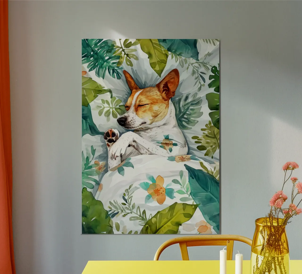Cane addormentato nel mio letto alluminio dibond da Justyna Jaszke JBJart