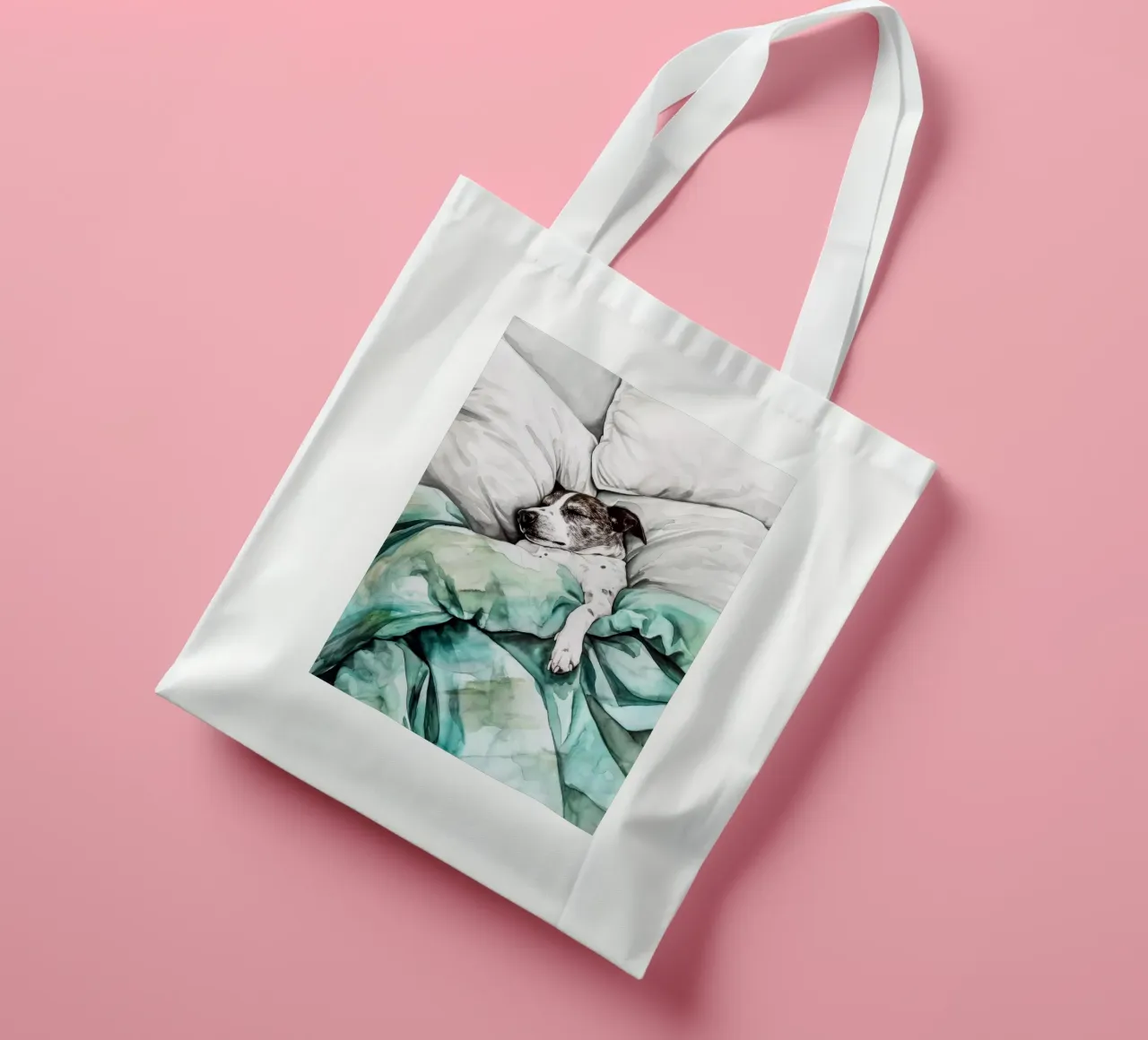 Another Sleeping dog in my bed tote bag by Justyna Jaszke JBJart