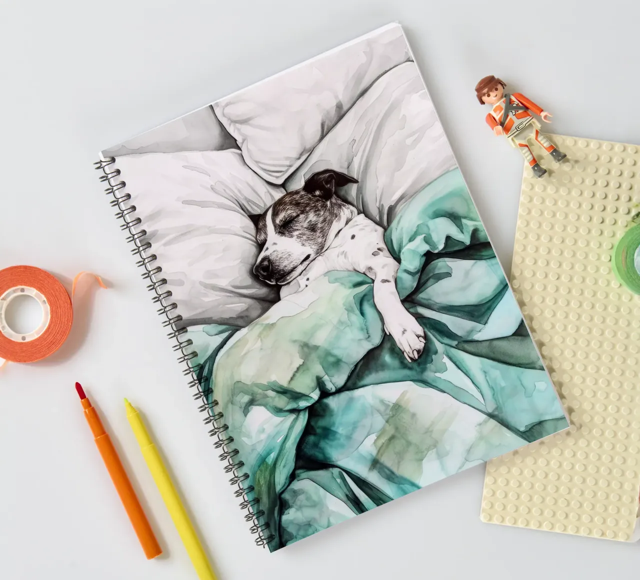 Another Sleeping dog in my bed spiral notebook by Justyna Jaszke JBJart