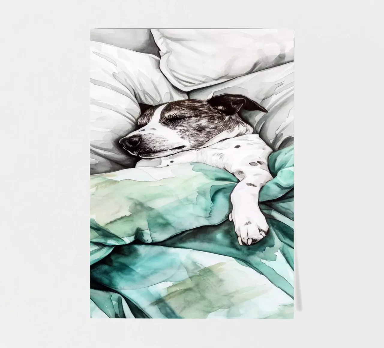 Un autre chien endormi dans mon lit planche autocollant de Justyna Jaszke JBJart