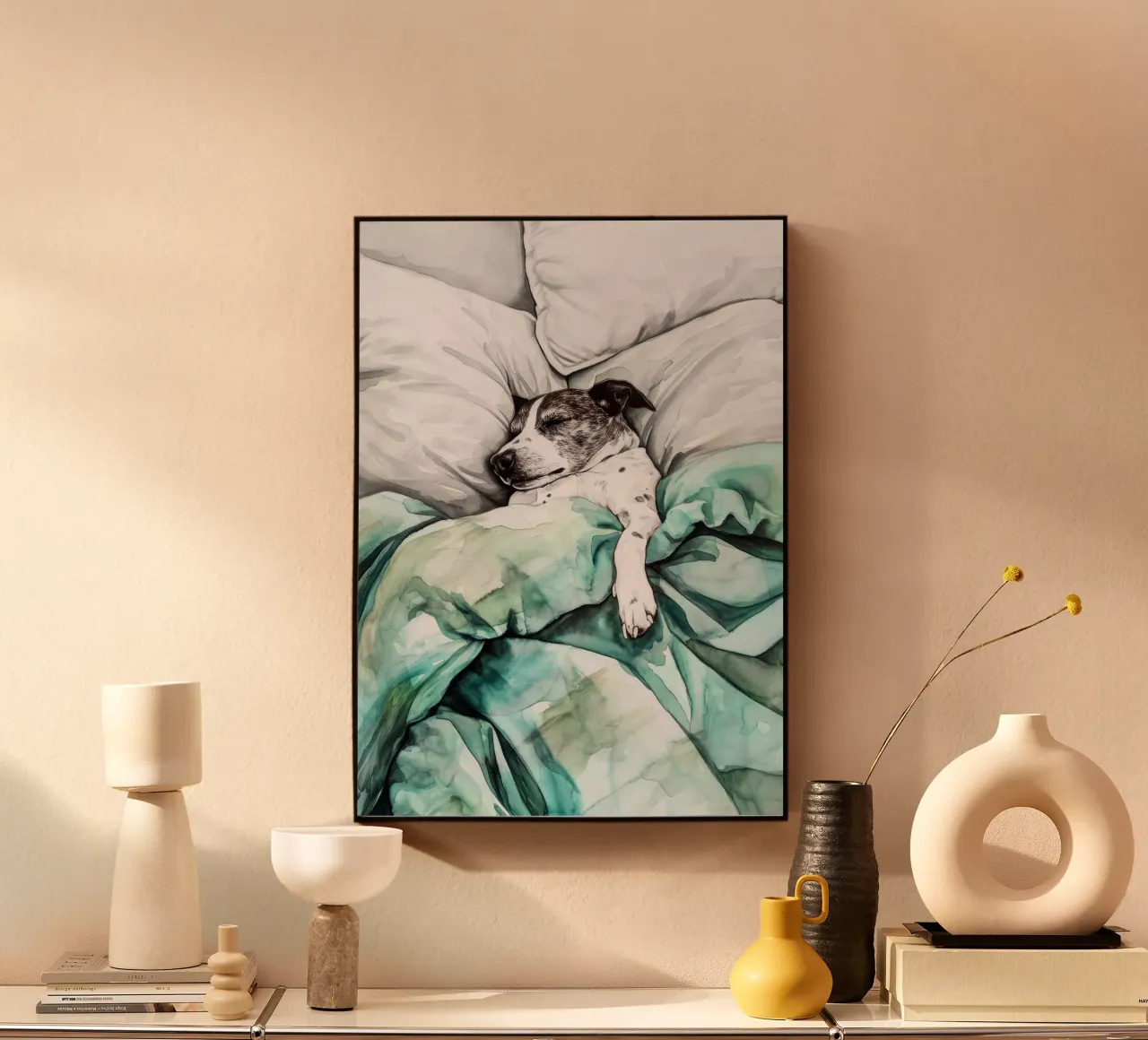 Un altro cane che dorme nel mio letto alluminio dibond da Justyna Jaszke JBJart