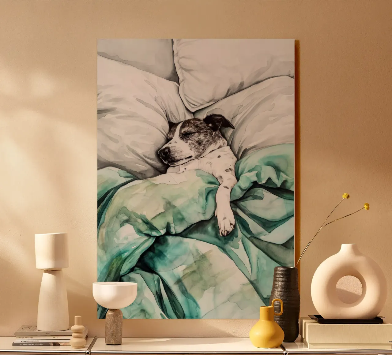 Un altro cane che dorme nel mio letto alluminio dibond da Justyna Jaszke JBJart