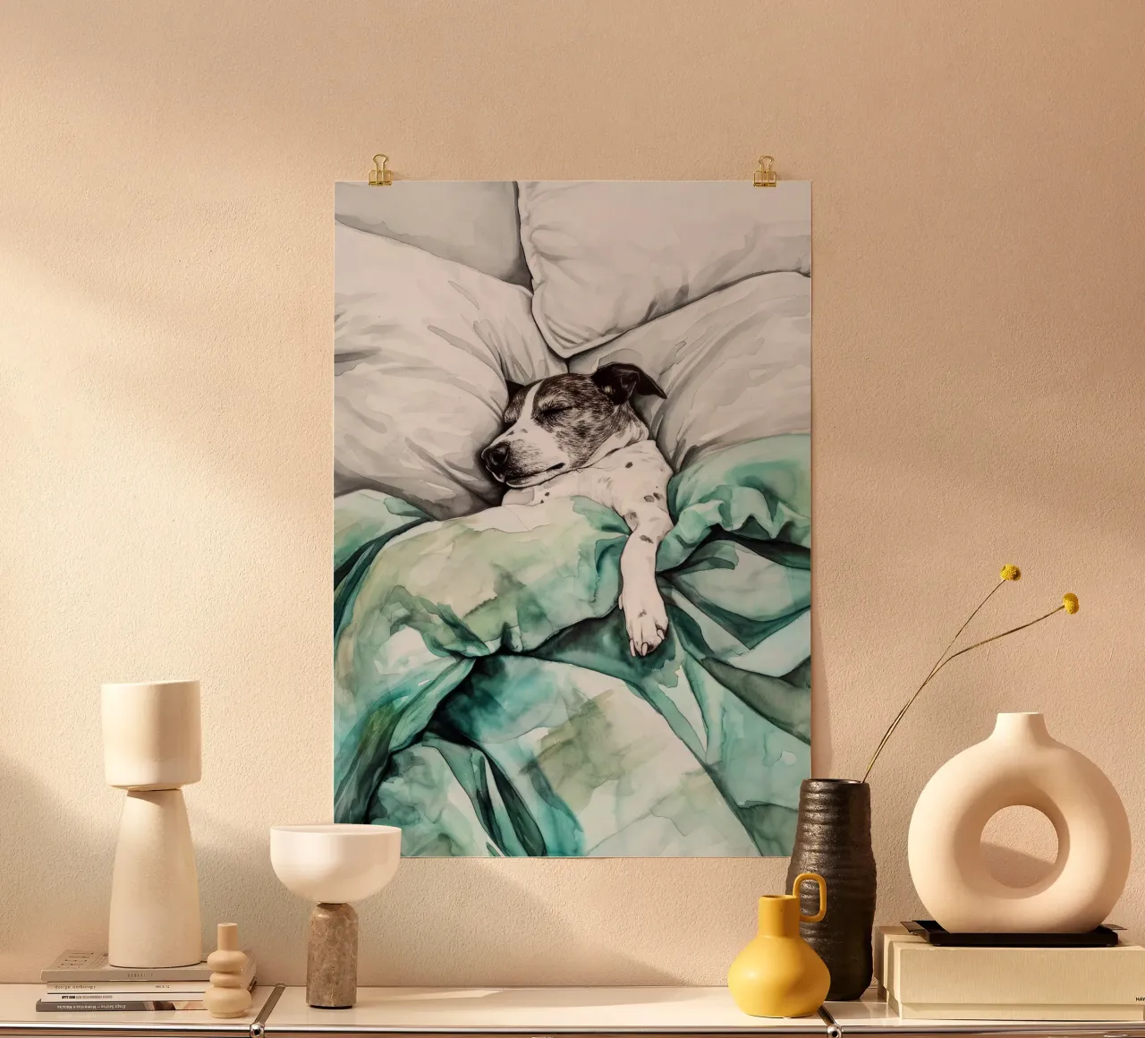 Un autre chien endormi dans mon lit poster de Justyna Jaszke JBJart