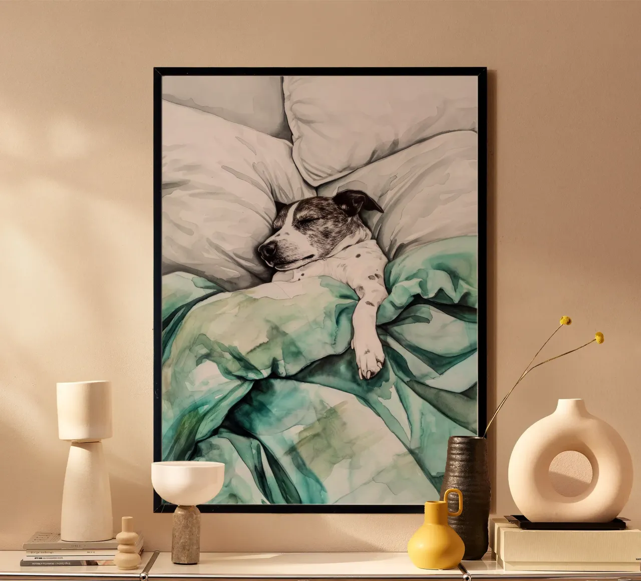 Un autre chien endormi dans mon lit poster de Justyna Jaszke JBJart