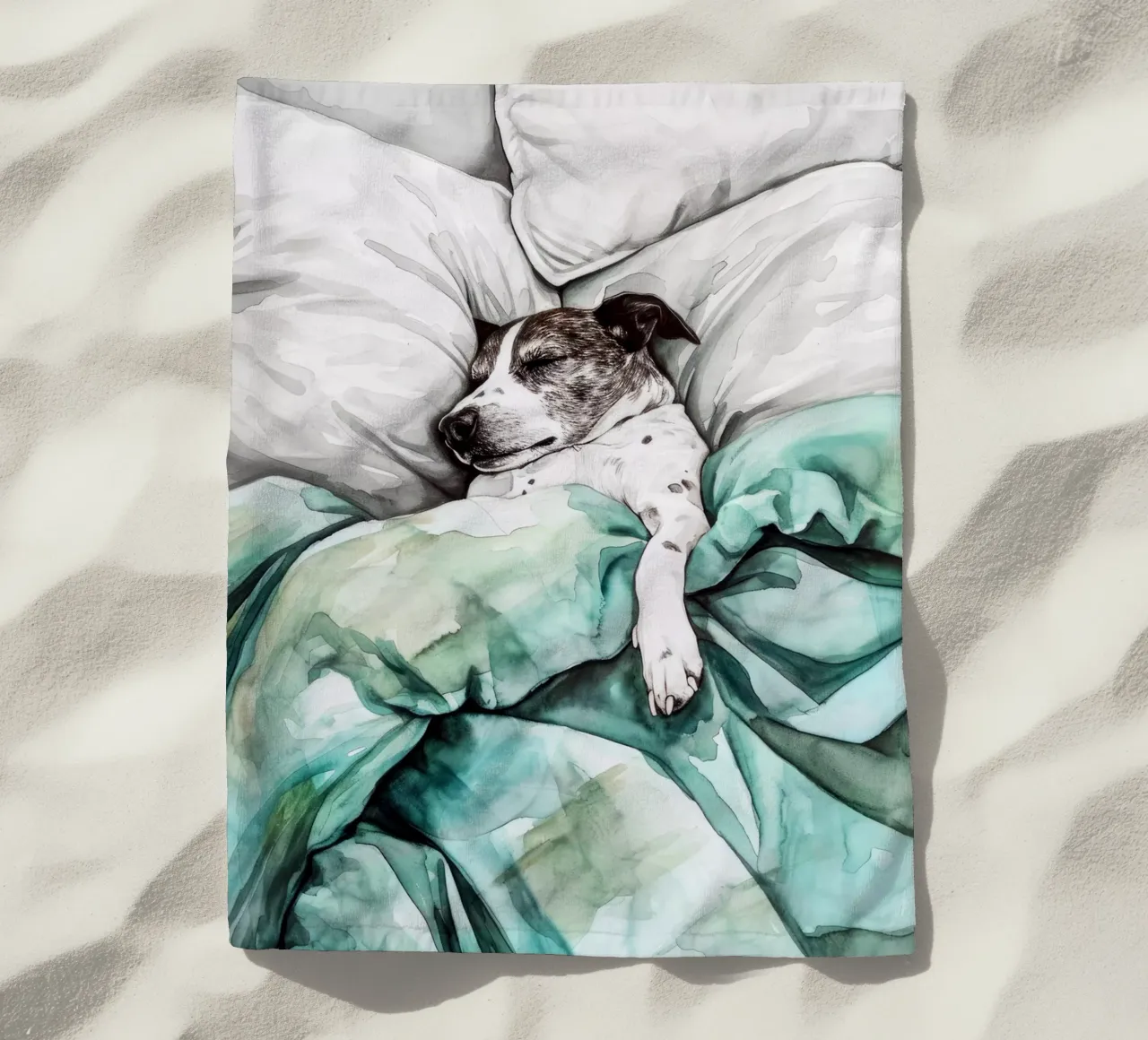 Un altro cane che dorme nel mio letto telo mare da Justyna Jaszke JBJart