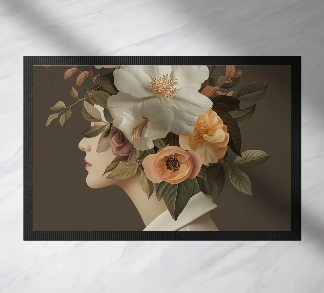 Ritratto donne testa di fiore zerbino da Carinaprint