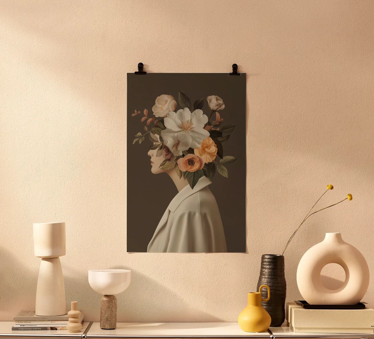 Portrait women flower head poster by Carinaprint