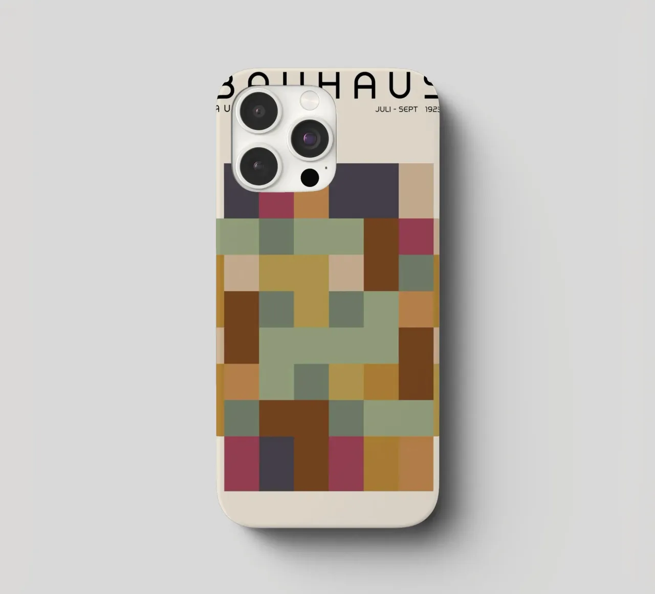 Poster per la mostra Bauhaus, mosaico geometrico astratto cover iphone da Grungeo