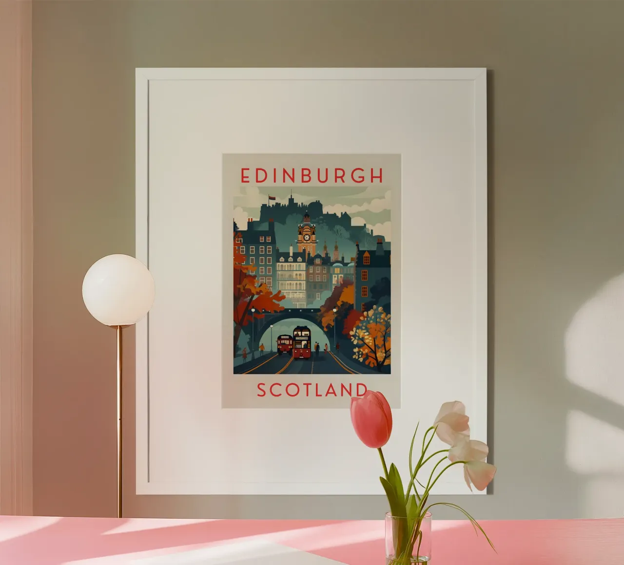 Poster d'epoca con paesaggio urbano di Edimburgo, Scozia poster da homdeco