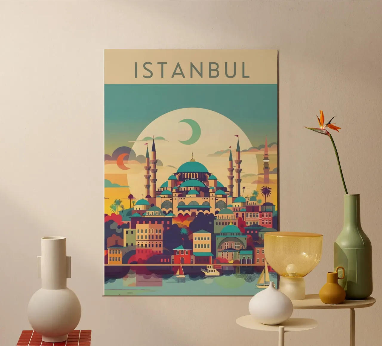 Moschea di Sultanahmet, Istanbul Poster di viaggio d'epoca poster da homdeco