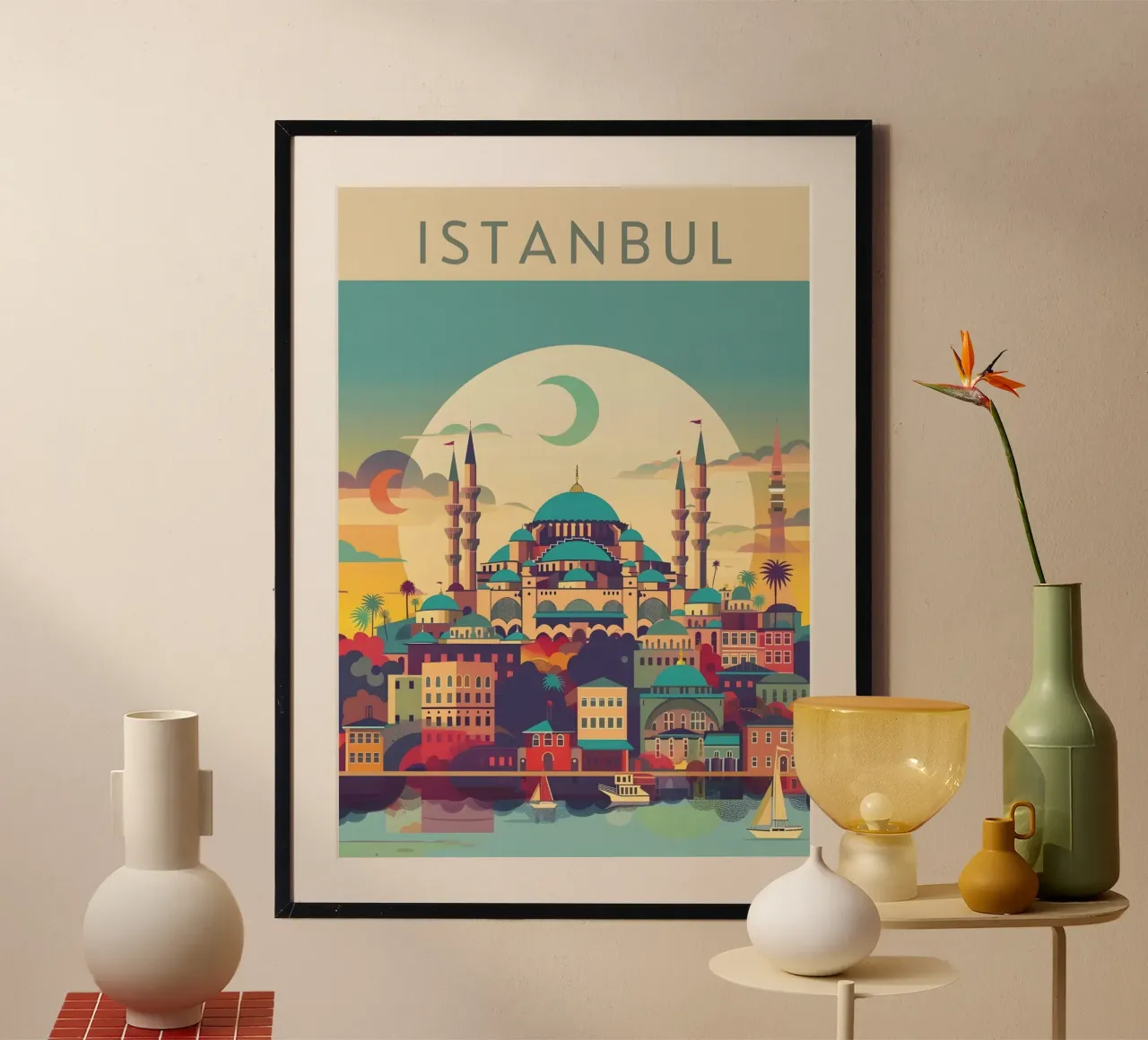 Moschea di Sultanahmet, Istanbul Poster di viaggio d'epoca poster da homdeco