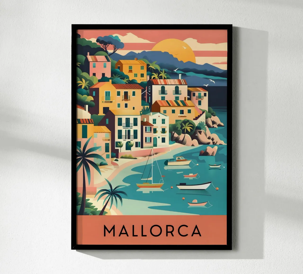 Mallorca, Spanien Küstendorf Vintage Poster Poster von homdeco