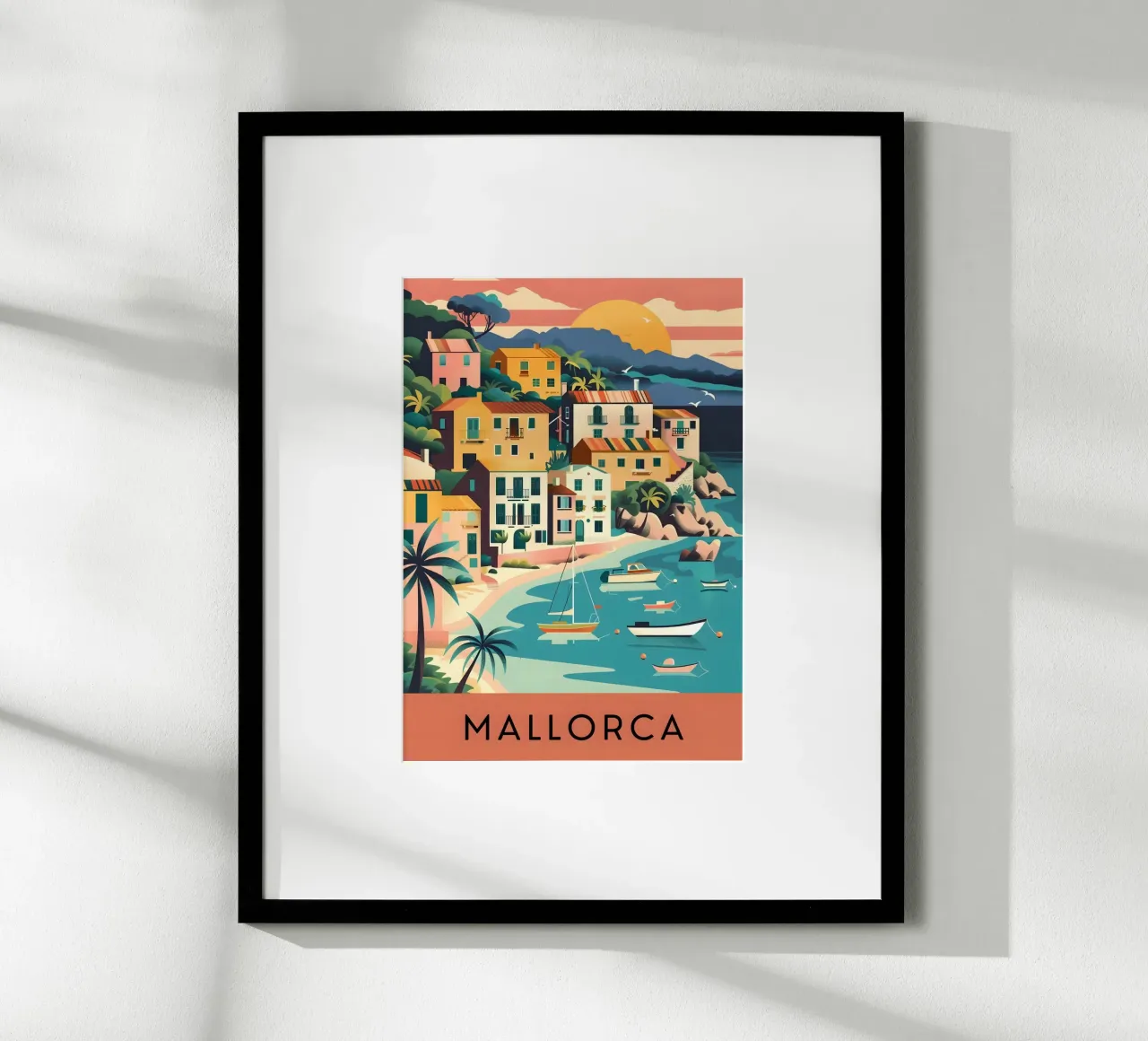Mallorca, Spanien Küstendorf Vintage Poster Poster von homdeco
