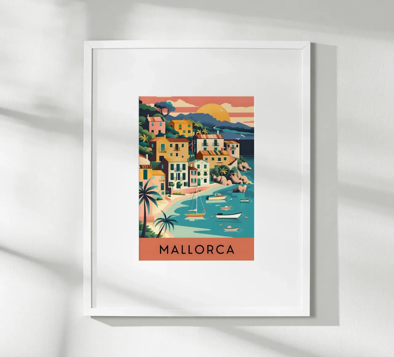 Mallorca, Spanien Küstendorf Vintage Poster Poster von homdeco