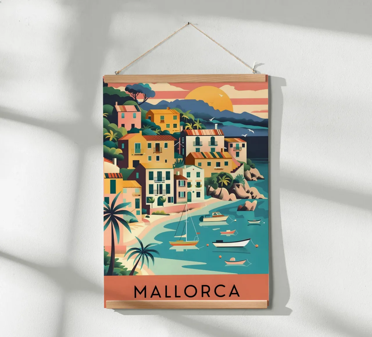 Mallorca, Spanien Küstendorf Vintage Poster Poster von homdeco