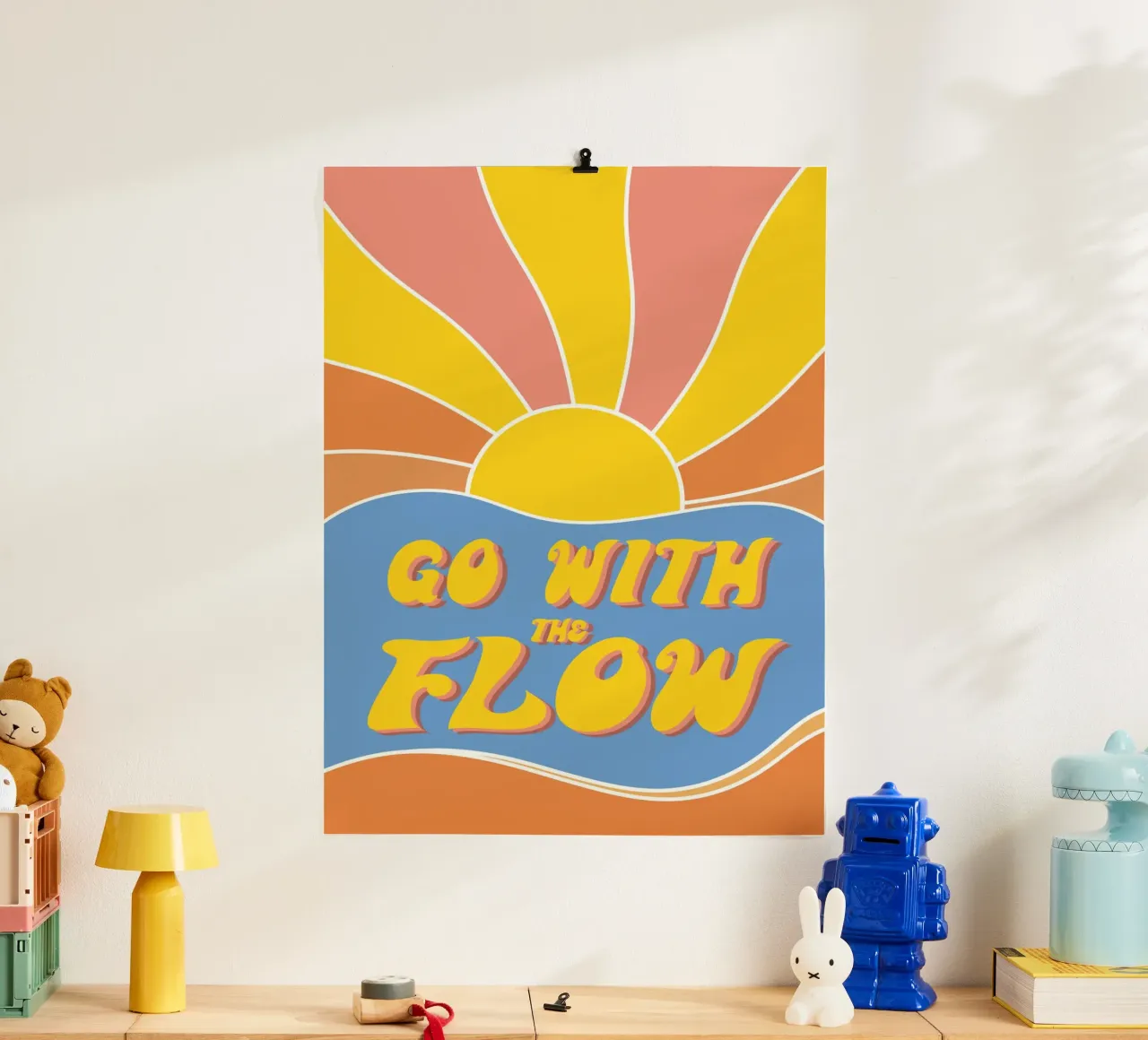 Grow With The Flow - Retro 70s Vibes poster with plastic frame by pierosvisuals